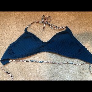 blue crochet bikini top